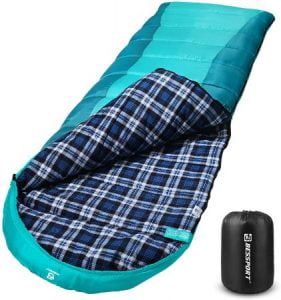 Bessport Lightweight Flannel Lined Sleeping Bag for Camping in 3-4 Season