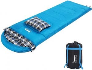 Desert & Fox Flannel Sleeping Bag with Pillow for 4 Season Warm & Cold Weather Camping
